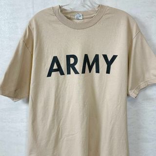 半袖Ｔシャツ　ARMY　クリーム色ベージュ　オーバーサイズＬ　メンズ　古着(Tシャツ/カットソー(半袖/袖なし))