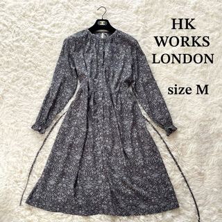 【美品】HK エイチケーワークスロンドン ロングワンピース 総柄　ブラック(ロングワンピース/マキシワンピース)