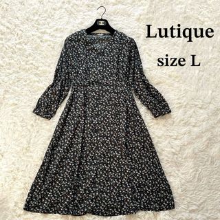 シマムラ(しまむら)の【極美品】Lutique しまむら 長袖 ロング ワンピース 小花柄 大きい(ロングワンピース/マキシワンピース)