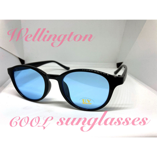 おすすめ♪ ボストン  ブラック/ ライトブルーサングラス ウェリントン 眼鏡(サングラス/メガネ)