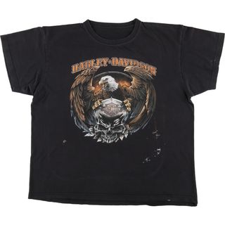 ハーレーダビッドソン(Harley Davidson)の古着 ハーレーダビッドソン Harley-Davidson 鷲柄 イーグル柄 モーターサイクル バイクTシャツ メンズXL /eaa437289(Tシャツ/カットソー(半袖/袖なし))