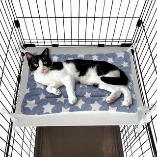 【色:グレースター】POOKIE ペット マット ケージ用 猫 ベッド 落ちない