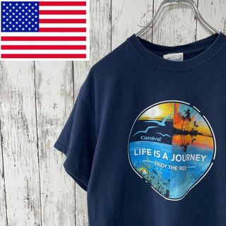 CARNIVAL アメリカ古着 ビッグプリントネイチャーTシャツ 紺 メンズ(Tシャツ/カットソー(半袖/袖なし))