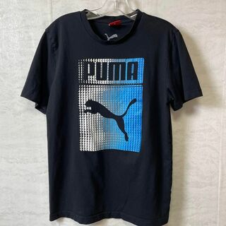 PUMA - プーマ　PUMA　サイズＭ　黒ブラック　背面刺繍ロゴ　半袖Tシャツ　メンズ古着