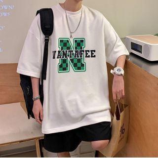 半袖Tシャツ プリント ストリート シンプル 大きめ ユニセックス 白 XL(Tシャツ/カットソー(半袖/袖なし))