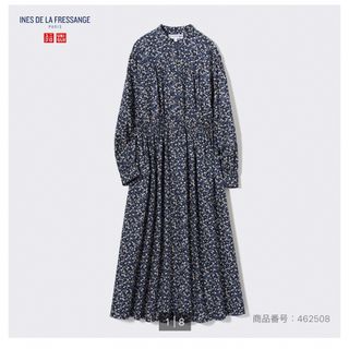 ユニクロ(UNIQLO)のユニクロ　イネス  花柄　小花柄　コットンツイルワンピース　ワンピース　コラボ(ロングワンピース/マキシワンピース)