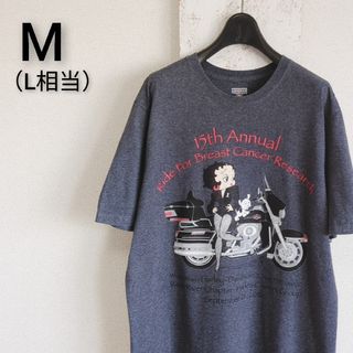 ベティブープ(Betty Boop)のBetty Boop ハーレーダビッドソン　Tシャツ　グレー　キャラクター　M(Tシャツ/カットソー(半袖/袖なし))