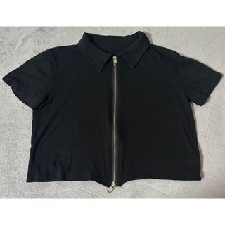 シーイン(SHEIN)のクロップド丈 ジッパー Tシャツ(Tシャツ(半袖/袖なし))