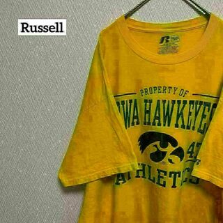 Russell ラッセル Tシャツ 半袖 ゆるだぼ アイオワ大学 2XL(Tシャツ/カットソー(半袖/袖なし))