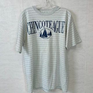 シングルステッチ　ボーダーＴシャツ　サイズＬ　ビンテージ半袖　グリーンメンズ古着(Tシャツ/カットソー(半袖/袖なし))