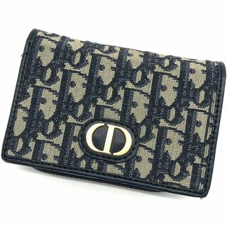Christian Dior - 【美品】クリスチャンディオール 折り財布 トロッター ロゴ金具 ネイビー