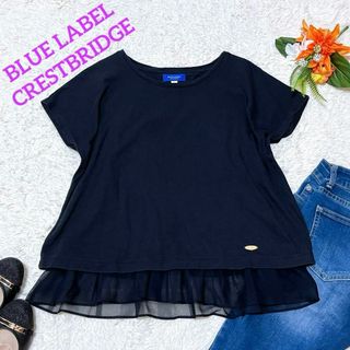 ブルーレーベルクレストブリッジ(BLUE LABEL CRESTBRIDGE)の美品✨ブルーレーベルクレストブリッジ　レイヤード風カットソー　バックデザイン(カットソー(半袖/袖なし))