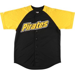 古着 Majestic MLB PITTSBURGH PIRATES ピッツバーグパイレーツ メッシュ レプリカ ゲームシャツ ベースボールシャツ メンズL /eaa454326(シャツ)