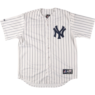 古着 Majestic MLB NEW YORK YANKEES ニューヨークヤンキース レプリカ ゲームシャツ ベースボールシャツ メンズL /eaa454336(シャツ)