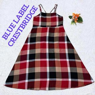 BLUE LABEL CRESTBRIDGE - 美品✨ブルーレーベルクレストブリッジ　チェックキャミワンピース　リボン　36