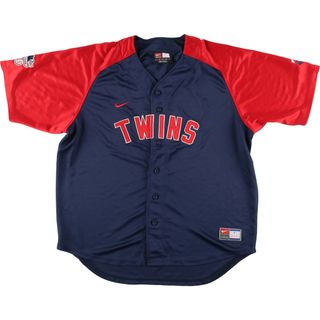 ナイキ(NIKE)の古着 00年代 ナイキ NIKE TEAM MLB MINNESOTA TWINS ミネソタツインズ レプリカ ゲームシャツ ベースボールシャツ メンズXL /eaa454324(シャツ)