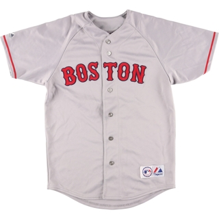 古着 Majestic MLB BOSTON RED SOX ボストンレッドソックス レプリカ ゲームシャツ ベースボールシャツ メンズM /eaa454330(シャツ)