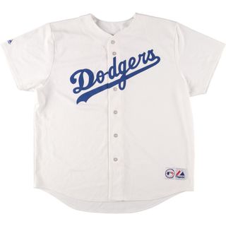 古着 Majestic MLB LOS ANGELES DODGERS ロサンゼルスドジャース レプリカ ゲームシャツ ベースボールシャツ メンズXXL /eaa454338(シャツ)