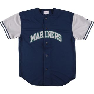 古着 スターター Starter MLB SEATTLE MARINERS シアトルマリナーズ メッシュ レプリカ ゲームシャツ ベースボールシャツ メンズXL /eaa454351(シャツ)