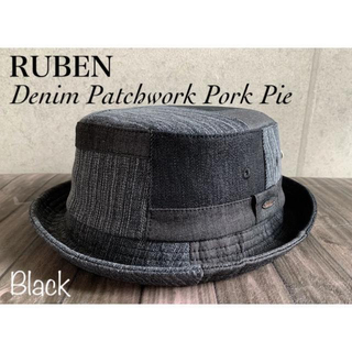ルーベン(Ruben)の送料込 帽子 ルーベン デニム パッチワーク ポークパイハット 定番 59 bk(ハット)