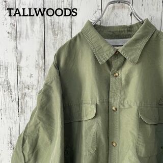 TALLWOODS USA古着 ビックサイズ長袖シャツ ポリエステル混 3XL緑(シャツ)