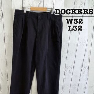 リーバイス(Levi's)のDOCKERS　チノパン　ワークパンツ　コットン　ブラック　W32　USA古着(チノパン)