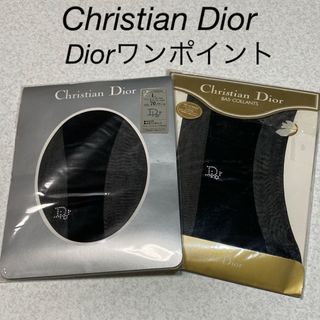 クリスチャンディオール(Christian Dior)のクリスチャンディオール　ワンポイントパンスト　未使用　ブラック　送料込み(タイツ/ストッキング)