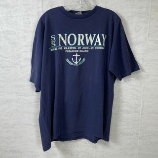 シングルステッチ　ビンテージ半袖Ｔシャツ　紺色ネイビー　サイズＸＬ　メンズ　古着(Tシャツ/カットソー(半袖/袖なし))