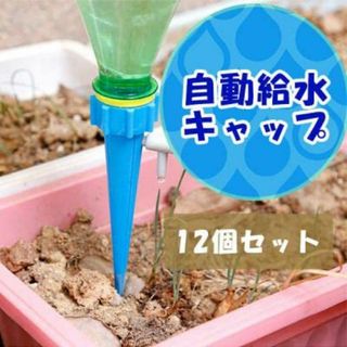 自動給水キャップ 12個セット じょうろ ペットボトル 自動水やり器 ブルー(シングルベッド)
