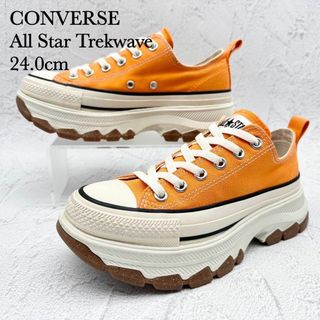 コンバース(CONVERSE)の【極美品】コンバース トレックウェーブ オレンジ キャンバス 厚底 24 ①(スニーカー)