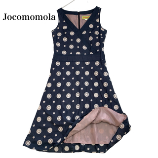 Jocomomola - ホコモモラ 42 XL 全面刺繍ワンピース Aライン ノースリーブ ネイビー