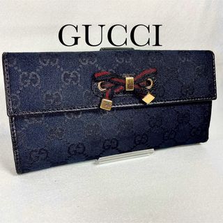 Gucci - 【美品】GUCCI グッチ GGキャンバス シェリー リボン 長財布