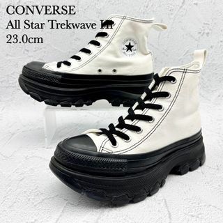 コンバース(CONVERSE)の【極美品】コンバース トレックウェーブ HI キャンバス 黒 白 厚底 23(スニーカー)