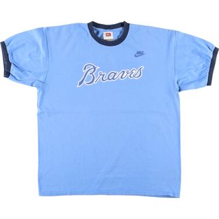 ナイキ(NIKE)の古着 00年代 ナイキ NIKE TEAM MLB ATLANTA BRAVES アトランタブレーブス リンガー スポーツプリントTシャツ メンズL /eaa454744(Tシャツ/カットソー(半袖/袖なし))