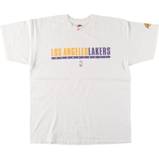 ナイキ(NIKE)の古着 90年代 ナイキ NIKE NBA LOS ANGELES LAKERS ロサンゼルスレイカーズ スポーツプリントTシャツ メンズL ヴィンテージ /eaa454563(Tシャツ/カットソー(半袖/袖なし))