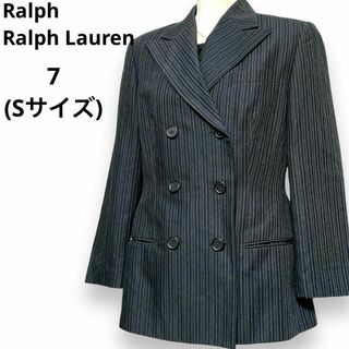 ラルフローレン(Ralph Lauren)のラルフローレン ストライプジャケット ジャケット ダブル スーツ トラッド 黒(テーラードジャケット)