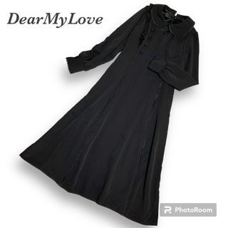 ディアマイラブ(DearMyLove)のDearMyLove  パイピングフリルナースワンピース  黒 ロング　サイズM(ロングワンピース/マキシワンピース)