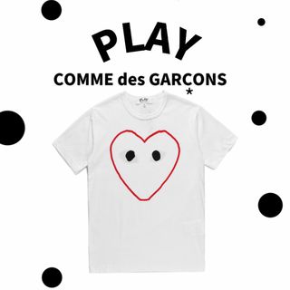 コムデギャルソン(COMME des GARCONS)のコムデギャルソン プレイ Tシャツ ホワイト Mサイズ 赤ハートロゴD3(Tシャツ(半袖/袖なし))