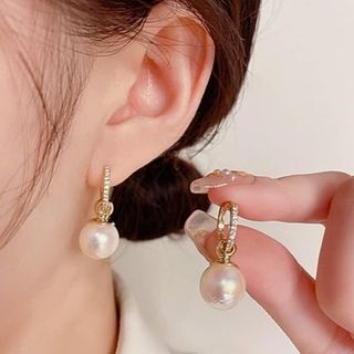 【大好評★】ゴールド　パール　ピアス　フープピアス　上品　高級感　フォーマル(ピアス)