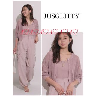 ジャスグリッティー(JUSGLITTY)のJUSGLITTY メッシュカーデアンサンブル　ジャスグリッティー(アンサンブル)