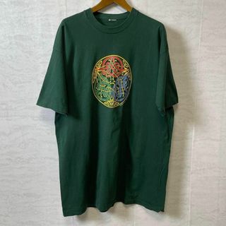 ビンテージ90Ｓ　シングルステッチ　サイズ2ＸＬ　緑グリーン　半袖Ｔ　メンズ古着(Tシャツ/カットソー(半袖/袖なし))