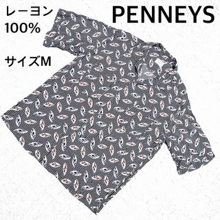 ペニー(Penny)のPENNEYS ペニーズ　開襟半袖シャツ　レーヨン100% サイズM 総柄(シャツ)