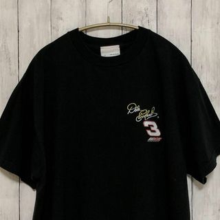 レーシングＴシャツ　サイズＬ　黒ブラック　半袖Ｔシャツ　車カーレース　メンズ古着(Tシャツ/カットソー(半袖/袖なし))