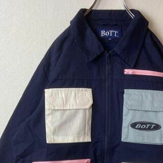 【人気マルチポケット】BoTT古着ハンティングジャケット刺繍ロゴ長袖XXL(ナイロンジャケット)