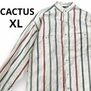 インポートアンドセレクト(Import & Select)のCACTUS 長袖ストライプシャツ ボタンシャツ ノーカラーシャツ 長袖シャツ(Tシャツ/カットソー(七分/長袖))