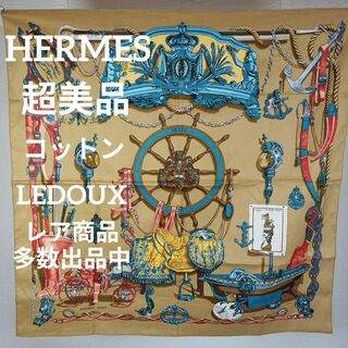エルメス(Hermes)のう565超美品　エルメス　70 カレ　スカーフ　コットン　博物館　MUSEE(バンダナ/スカーフ)