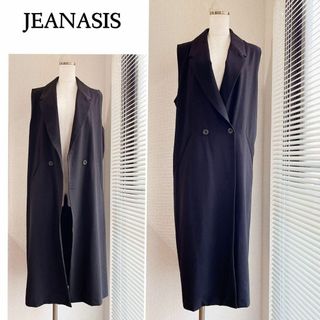 JEANASIS - 羽織るだけで決まる♪ テーラーロングベスト ジレ　S　ブラック