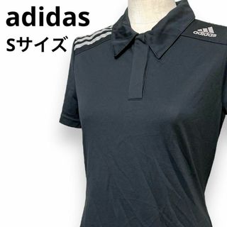 アディダス(adidas)のアディダス 半袖ポロシャツ ゴルフウェア 無地 シンプル ロゴ 黒 半袖シャツ(ポロシャツ)