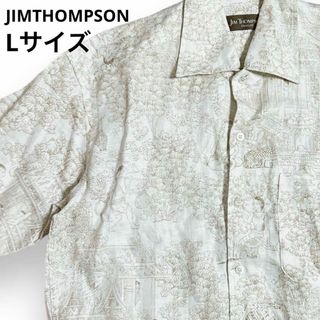 ジムトンプソン(Jim Thompson)のジムトンプソン リネン半袖シャツ 南国イラスト 仏教 自然 貝ボタン ポケット付(Tシャツ/カットソー(半袖/袖なし))