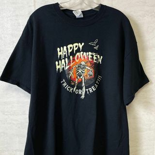 半袖Ｔシャツ　骸骨　スカル　ハロウイン　黒ブラック　オーバーサイズＸＬメンズ古着(Tシャツ/カットソー(半袖/袖なし))